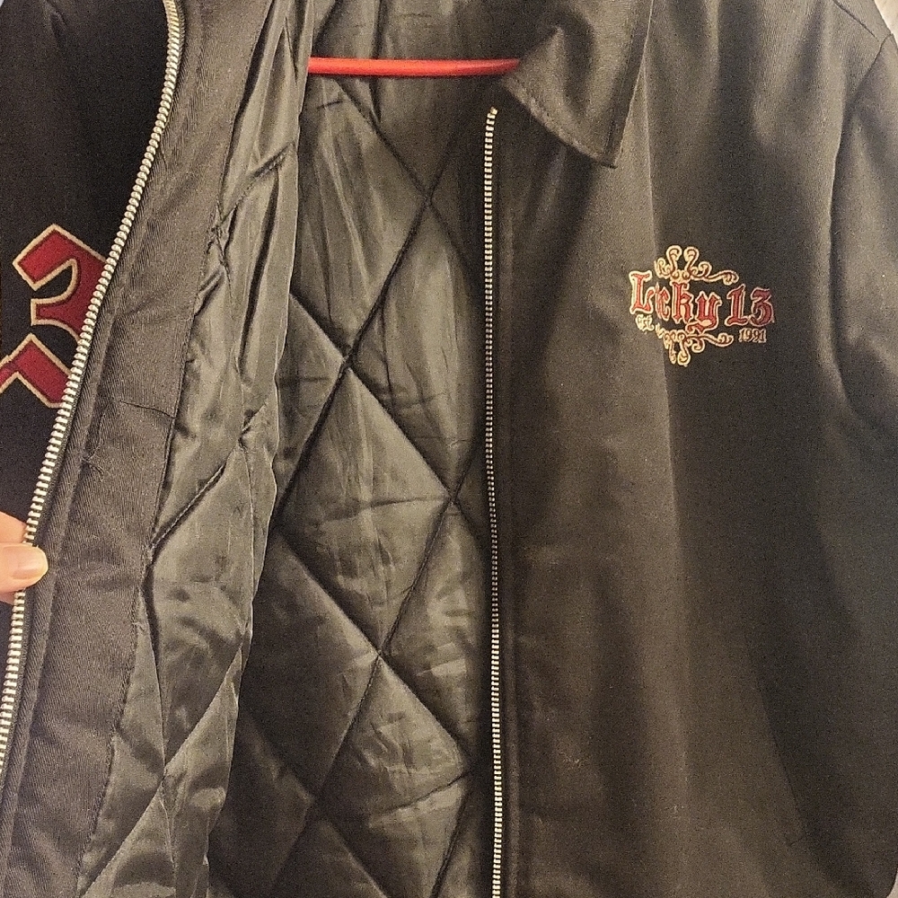 Lucky Brand Black Bomber Jacket with Red Graphics - Picture 5 of 6